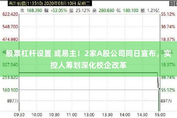 股票杠杆设置 或易主！2家A股公司同日宣布，实控人筹划深化校企改革