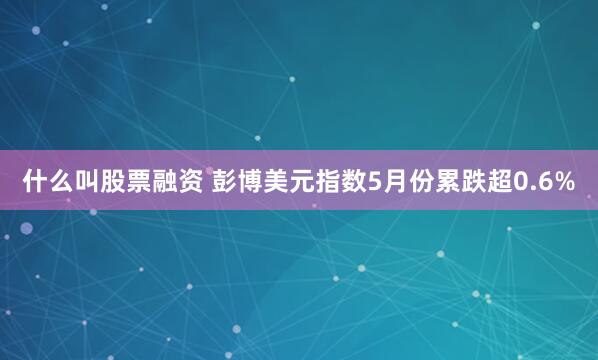 什么叫股票融资 彭博美元指数5月份累跌超0.6%