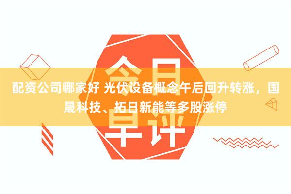 配资公司哪家好 光伏设备概念午后回升转涨，国晟科技、拓日新能